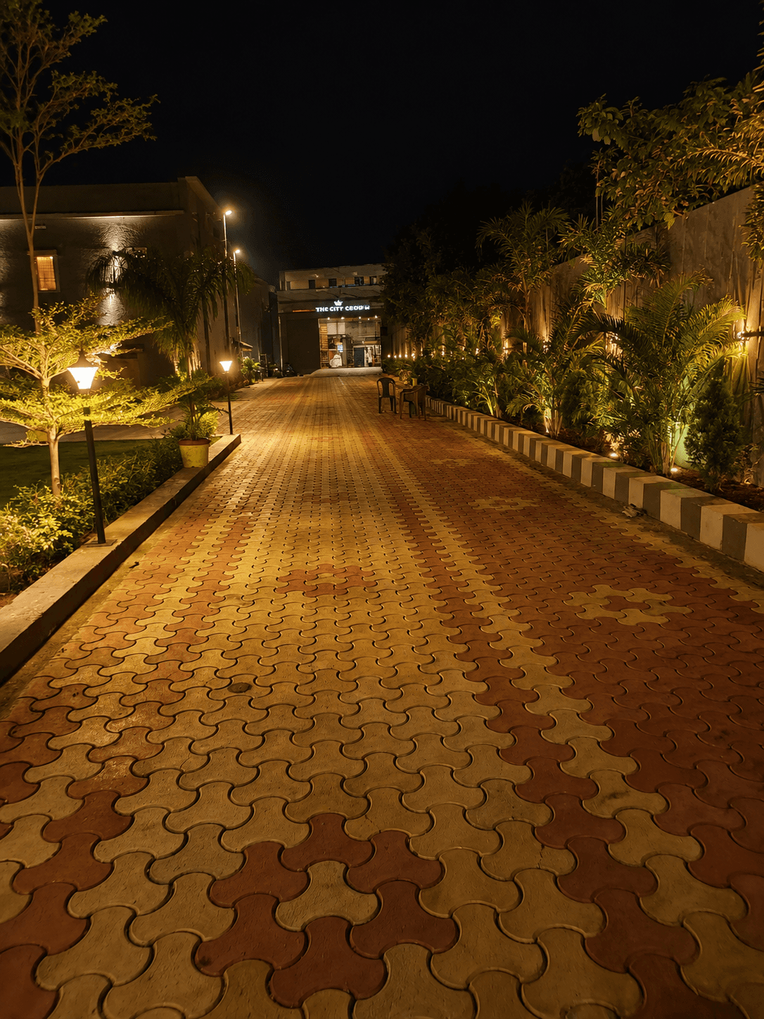 The City Crown Resort driveway at night, Giridih